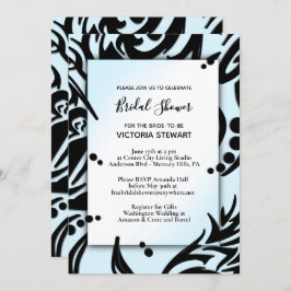 Abstraktes Schwarz-Blau-Brautparty Einladung