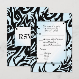 Abstraktes Schwarz-Blau-Tribal mit Menü-UAWG RSVP Karte