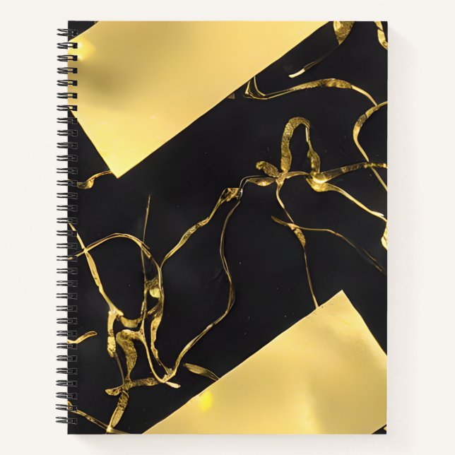 Abstraktes Schwarz-Gold-Muster Notizbuch (Vorderseite)