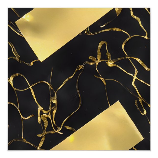 Abstraktes Schwarz-Gold-Muster Poster (Vorderseite)