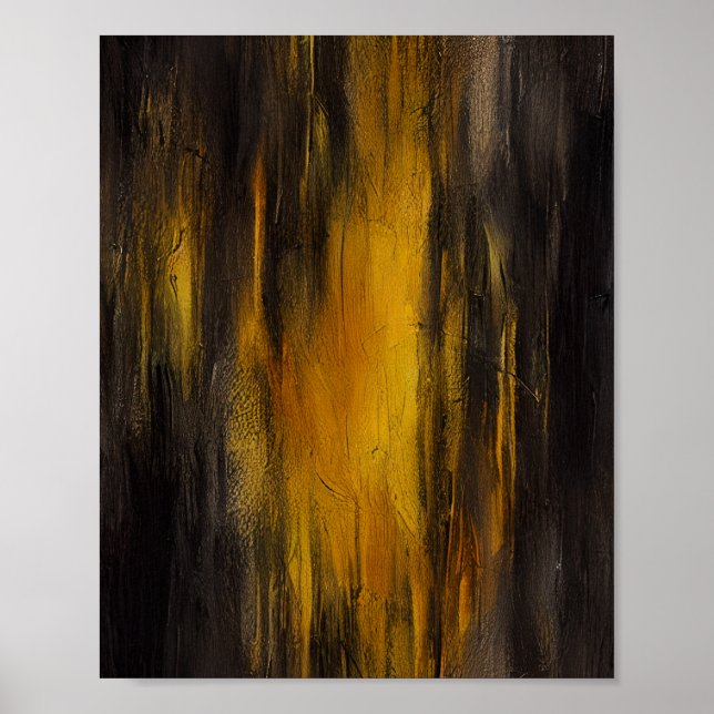 Abstraktes Schwarz-Gold-Muster Poster (Vorne)