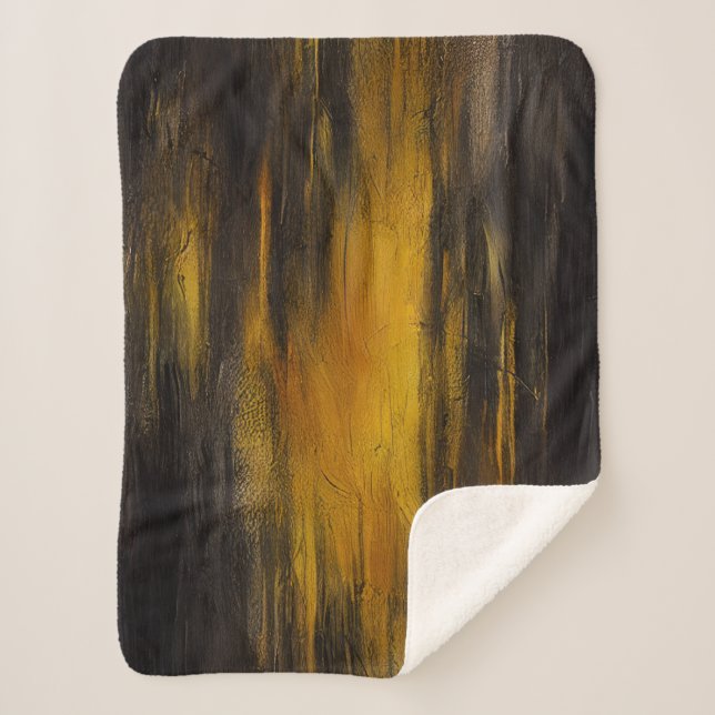 Abstraktes Schwarz-Gold-Muster Sherpadecke (Vorderseite)