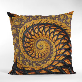 Abstraktes Schwarz-Gold-Spiral-Fraktal Kissen