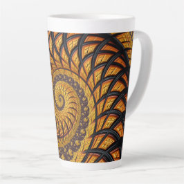Abstraktes Schwarz-Gold-Spiral-Fraktal Milchtasse