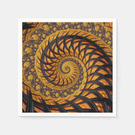 Abstraktes Schwarz-Gold-Spiral-Fraktal Serviette