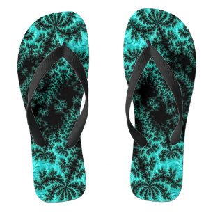 Abstraktes Schwarz-Grün-Fraktal-Muster Flip Flops