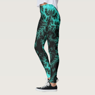 Abstraktes Schwarz-Grün-Fraktal-Muster Leggings