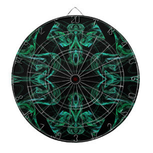 Abstraktes Schwarz-Grünes Fraktal-Dartboard Dartscheibe