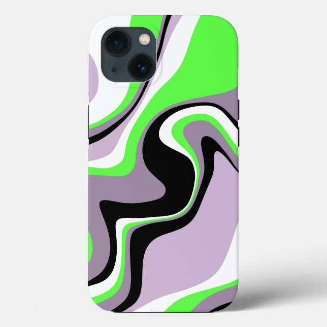 Abstraktes Schwarz-Neon-Grün-Fluid Case-Mate iPhone Hülle (Rückseite)