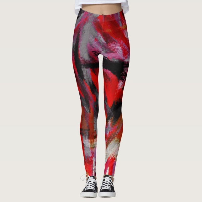 Abstraktes Schwarz-Rosa-Bild Nr. 3 Leggings (Vorderseite)