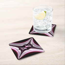 Abstraktes Schwarz-Rosa-Spiky-Fraktal Symmetrie Untersetzer