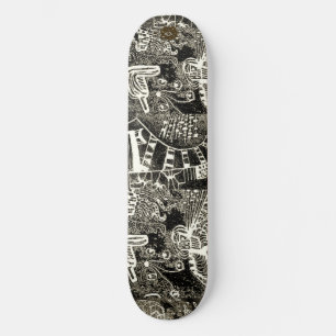Abstraktes Schwarz-Sepia Skateboard