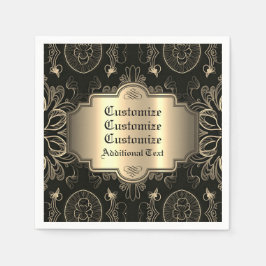 Abstraktes Schwarz und Gold Serviette