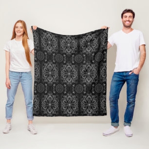 Abstraktes Schwarz und Grau Fleecedecke