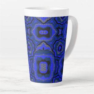 Abstraktes Schwarz- und Indigo-Blau-Muster. Milchtasse