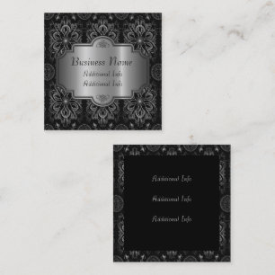 Abstraktes Schwarz und Silber Quadratische Visitenkarte