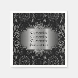 Abstraktes Schwarz und Silber Serviette