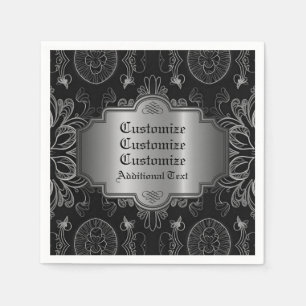 Abstraktes Schwarz und Silber Serviette