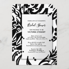 Abstraktes Schwarz-Weiß-Brautparty Einladung