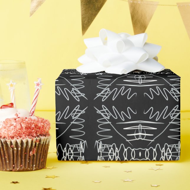 Abstraktes Schwarz-Weiß-Design Geschenkpapier (Geburtstagsparty)