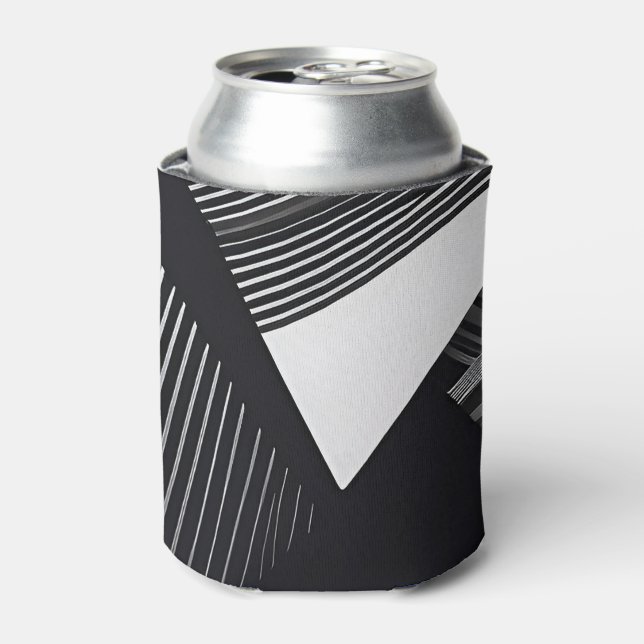 Abstraktes Schwarz-Weiß-Dunkel-Geometrie-Muster Dosenkühler (Kanne Vorderseite)