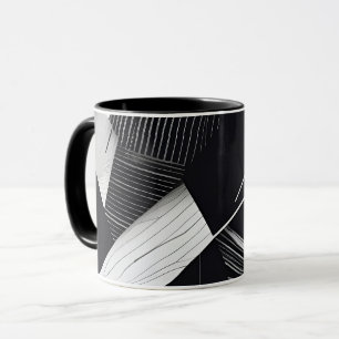 Abstraktes Schwarz-Weiß-Dunkel-Geometrie-Muster Tasse