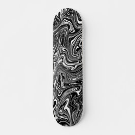 Abstraktes Schwarz-Weiß-Flüssig-Marmor-Muster Skateboard