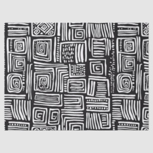 Abstraktes Schwarz-Weiß-Geometrisches Linienmuster Seidenpapier