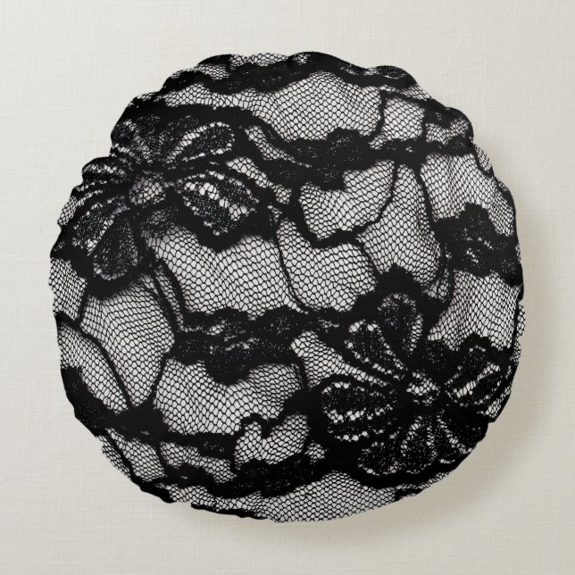 Abstraktes Schwarz-Weiß-Kleid als Hintergrund Rundes Kissen (Vorderseite)