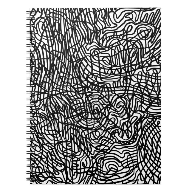 Abstraktes Schwarz-Weiß-Linienmuster Notizblock (Vorderseite)