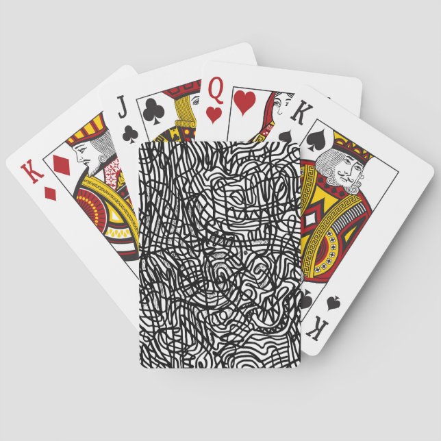 Abstraktes Schwarz-Weiß-Linienmuster Spielkarten (Rückseite)