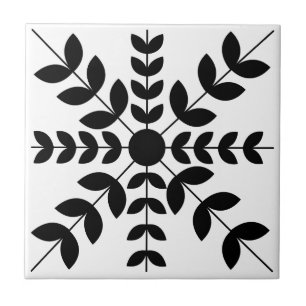 Abstraktes Schwarz-Weiß-Mandala-Blumenmuster Fliese