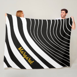 Abstraktes Schwarz-Weiß-Monogramm Name Fleecedecke