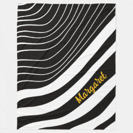 Abstraktes Schwarz-Weiß-Monogramm Name Fleecedecke