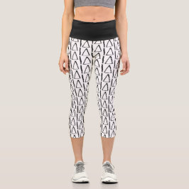 Abstraktes Schwarz-Weiß-Muster Capri Leggings