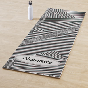 Abstraktes Schwarz-Weiß-Streifen optional Yogamatte