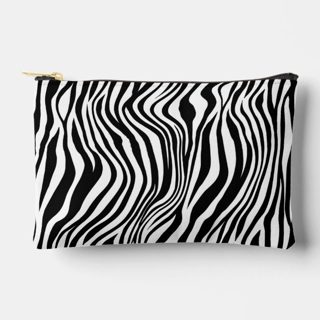 Abstraktes Schwarz-Weiß-Zebra-Druckmuster Zubehörtasche (Vorderseite)
