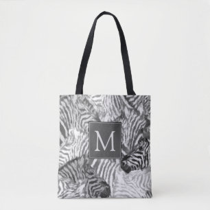 Abstraktes Schwarz-Weiß-Zebra-Kunstmonogramm