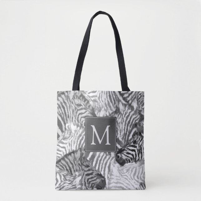 Abstraktes Schwarz-Weiß-Zebra-Kunstmonogramm (Vorderseite)