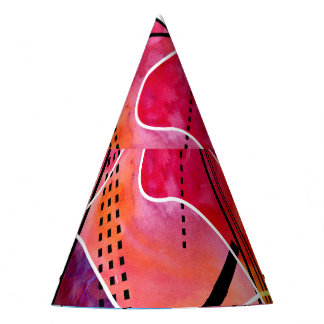 Abstraktes Schwarz-weißes Wasserfarbmuster Partyhütchen