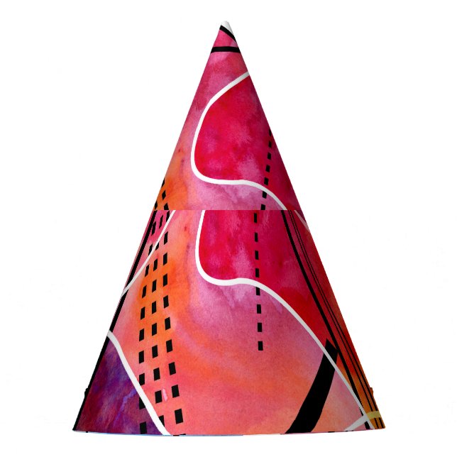 Abstraktes Schwarz-weißes Wasserfarbmuster Partyhütchen (Vorderseite)