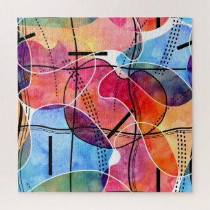 Abstraktes Schwarz-weißes Wasserfarbmuster Puzzle