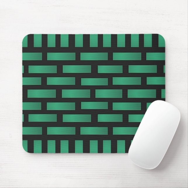 Abstraktes Schwarz-Ziegelmuster mit Rechtecken Mousepad (Mit Mouse)