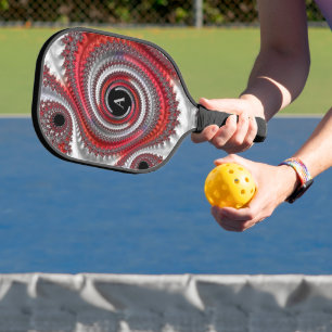 Abstraktes Schwarzes Fraktal Monogramm Pickleball Schläger