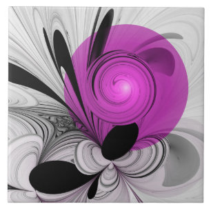 Abstraktes Schwarzes Grau mit Magenta Fraktal Kuns Fliese