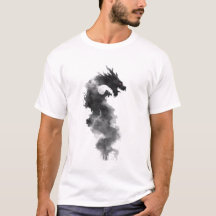 Abstraktes Schwarzes Tintenrauch-Drachen-Fantasy-T
