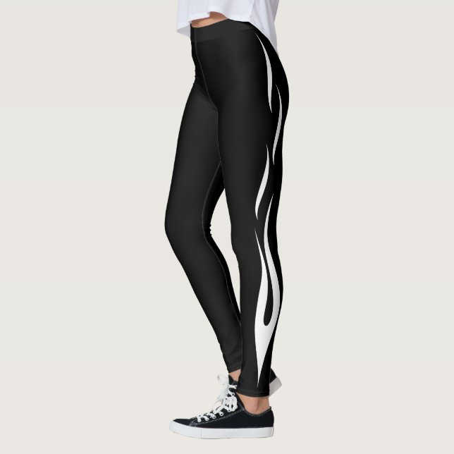 Abstraktes Schwarzweiß-Design Leggings (Links)