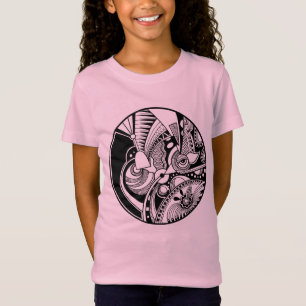 Abstraktes Schwarzweiss-zendala auf Kreis T-Shirt