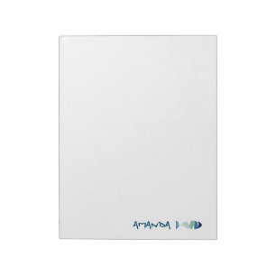 Abstraktes Schwimmen Blauer Fisch Notizblock