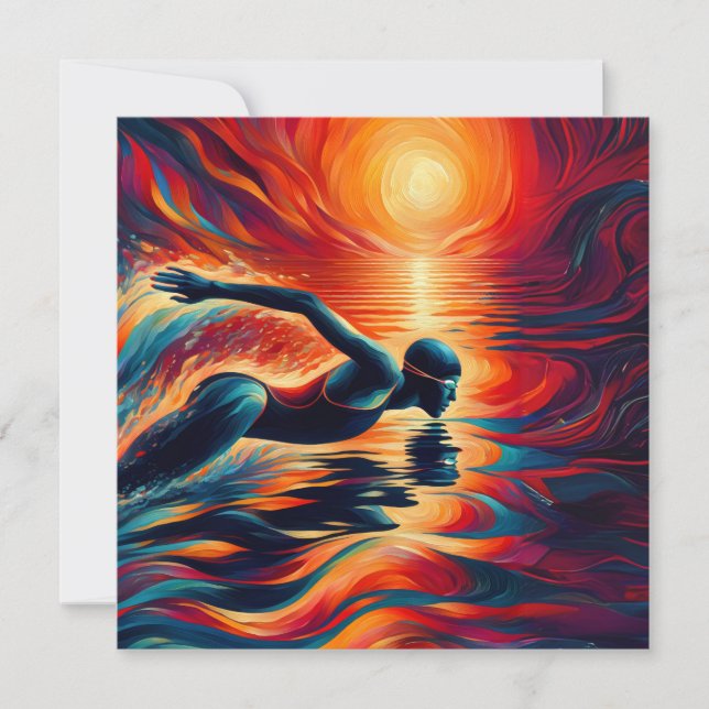 Abstraktes Schwimmerkissen, Schwimmgeschenk, Dekor Feiertagskarte (Vorderseite)